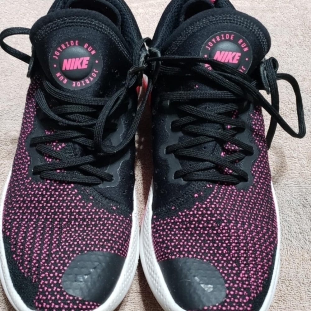 Nike Black and Pink Sneakers with Breathable Knit Design